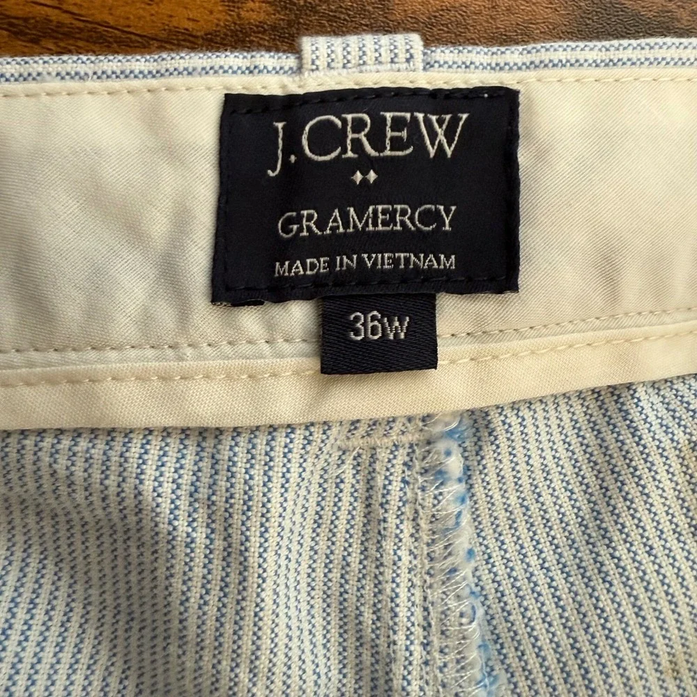 J. Crew Men's Gramercy Shorts Striped Casual‎ Flat Front Cotton Blend Size 36